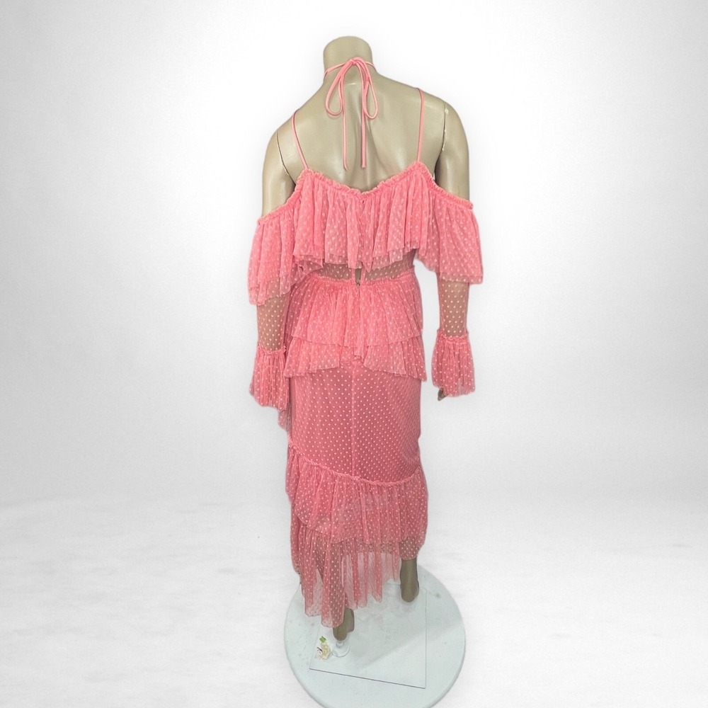 ASOS Dobby Mesh Midi Dress With Asymmetric‎ Ruffles 6 - Picture 4 of 10